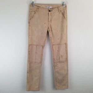Free People marbled Khaki Patched Skinny Jean A9